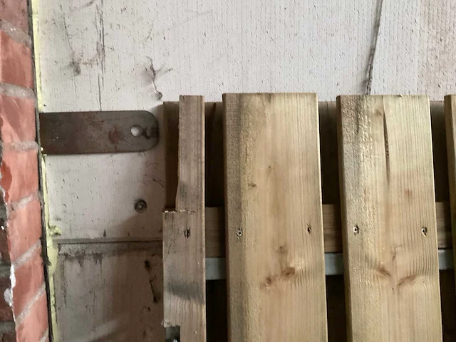 Vuren tuinpoort met metalen frame 195x100 cm - afbeelding 2 van  4