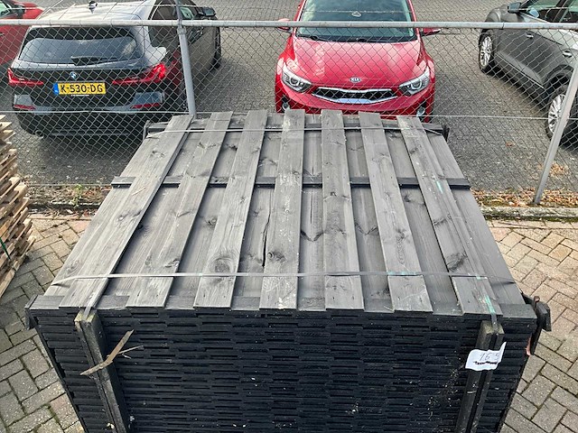 Vuren tuinscherm met toog 15-planks 180x180 cm (22x) - afbeelding 3 van  9