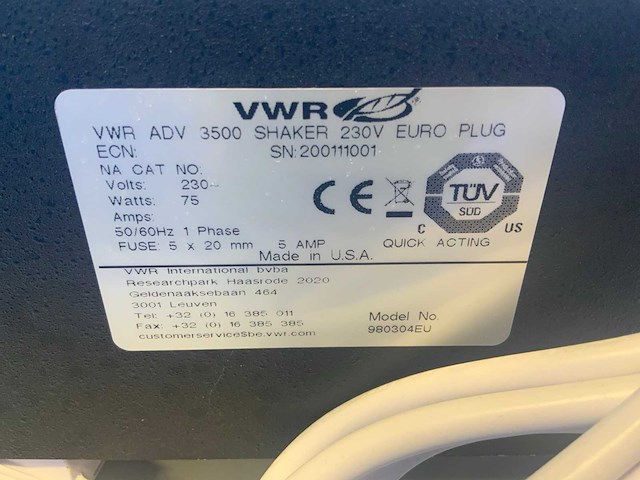 Vwr adv 3500 schudtafel - afbeelding 2 van  2
