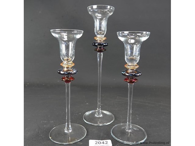 Waarschijnlijk dansk encore-serie set van 3 kandelaren - afbeelding 1 van  5