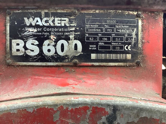 Wacker bs600 trilstamper - afbeelding 5 van  5