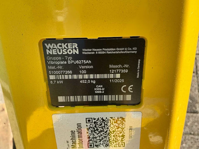 Wacker neuson - 2025 - bpu6275ah - trilplaat - afbeelding 18 van  18