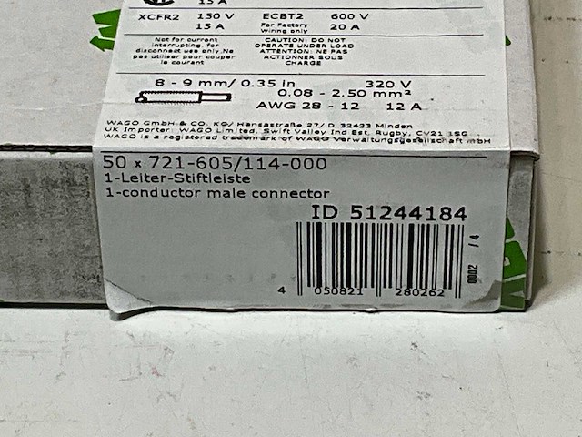 Wago 721-605/114-000 male steker met snap-in flenzen (50x) - afbeelding 4 van  4