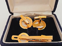 Wako ginza tokyo manchetknopen + tie-clip in delfts blauw stijl - afbeelding 5 van  5