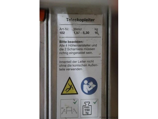 Wakü telescoopladder 102 - afbeelding 7 van  9