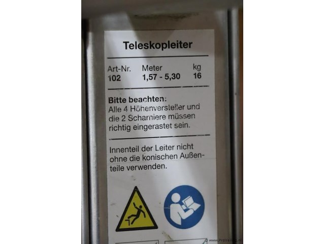 Wakü telescoopladder 102 - afbeelding 6 van  8