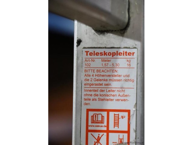Wakü telescoopladder 102 - afbeelding 6 van  7