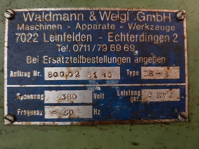 Waldmann & weigl - 1981 - er-5 - vonkboren edm-machine - afbeelding 16 van  16
