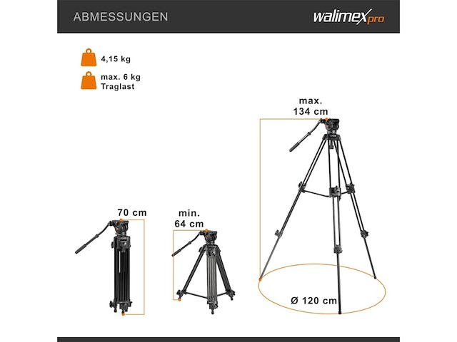 Walimex pro ei9901 videopro statief 138cm - afbeelding 4 van  6