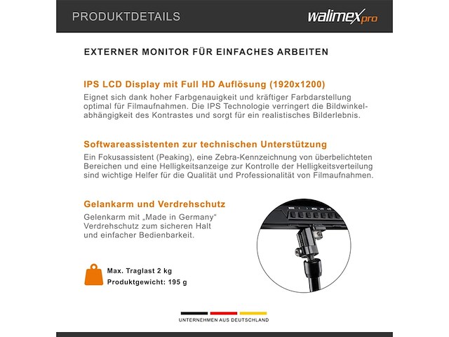 Walimex pro full hd monitor director iii set 7 inch ips lcd-scherm - afbeelding 4 van  5