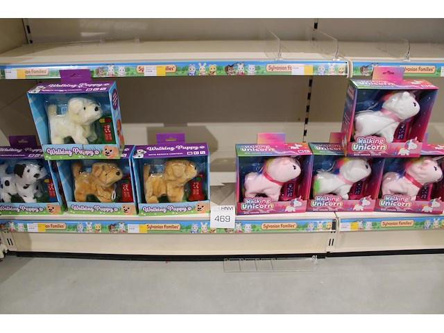 Walking puppy en walking unicorn in diverse kleuren in schap, 8 stuks. - afbeelding 1 van  3