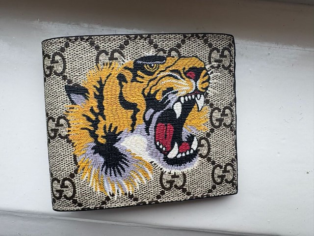 Wallet, gucci, bifold wallet gg supreme tiger beige - afbeelding 1 van  4