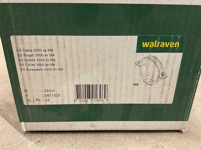 Walraven bis 3000 ev 32mm m8 doos á 25 stuks leidingbeugels (15x) - afbeelding 3 van  3