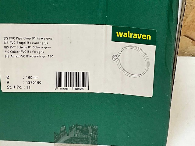Walraven pvc beugel 160mm grijs (60x) - afbeelding 1 van  1