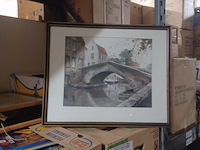 Wand decoratie brug 65x52 cm aantal 1 stuks. - afbeelding 2 van  3