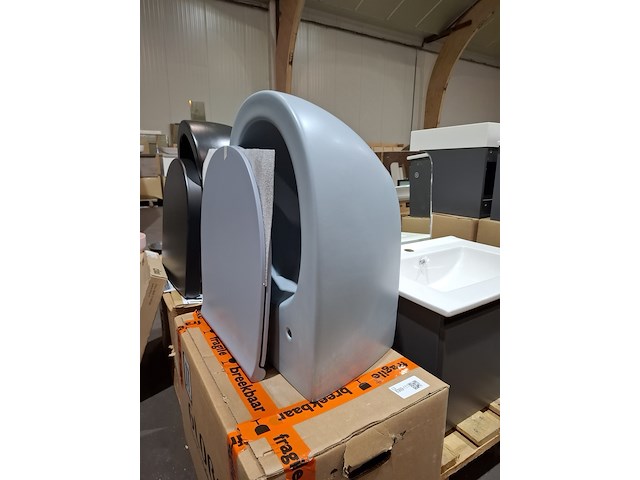 Wandcloset globo, blauw grijs - afbeelding 2 van  4