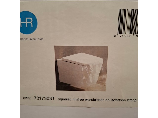 Wandcloset hr badmeubelen, squaro, glans wit - afbeelding 3 van  4