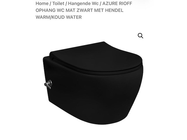 Wandcloset met bidet met hendel, excl. zitting aloni, al66700, mat zwart - afbeelding 1 van  6