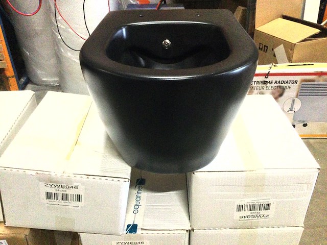 Wandcloset met bidet met hendel, excl. zitting aloni, al66700, mat zwart - afbeelding 2 van  6