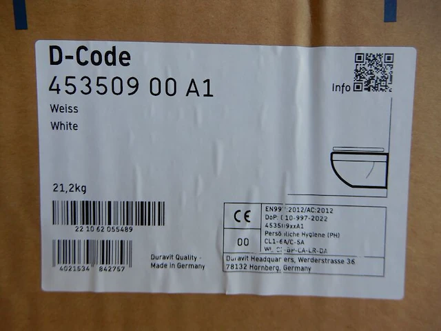 Wandcloset met zitting, duravit, d-code, wit - afbeelding 4 van  5