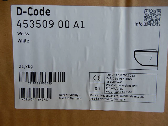 Wandcloset met zitting, duravit, d-code, wit - afbeelding 5 van  5
