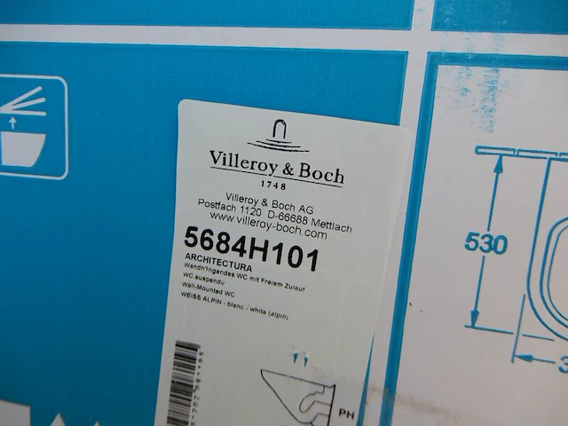 Wandcloset met zitting, villeroy & boch, architectura, wit - afbeelding 3 van  3