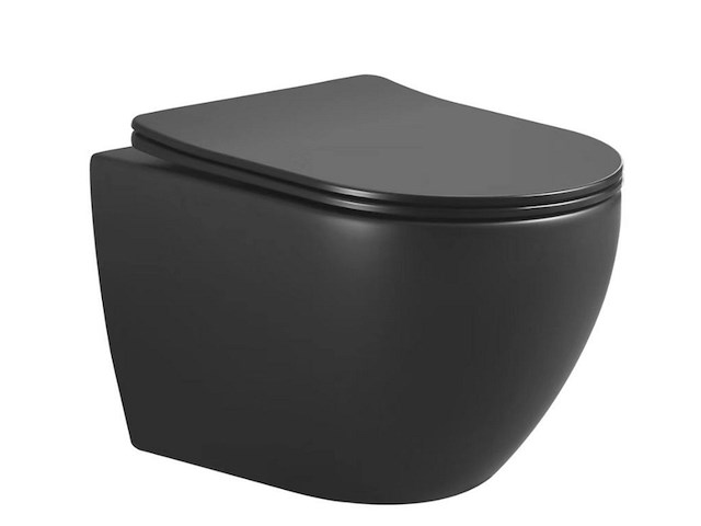 Wandcloset verkort 48 cm + soft close bril wb, 32.4642, mat zwart - afbeelding 1 van  4