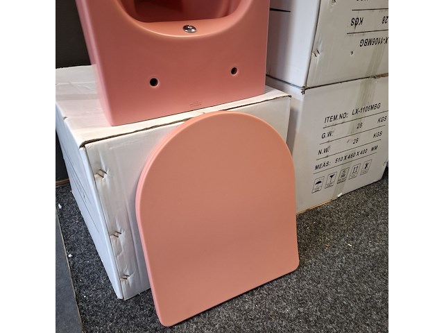 Wandcloset + wc-douche, tornado, roze - afbeelding 4 van  5