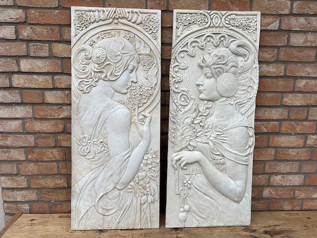 Wanddecoratie art noveau (2x) - afbeelding 1 van  3