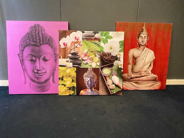 Wanddecoratie buddha (3x) - afbeelding 1 van  4