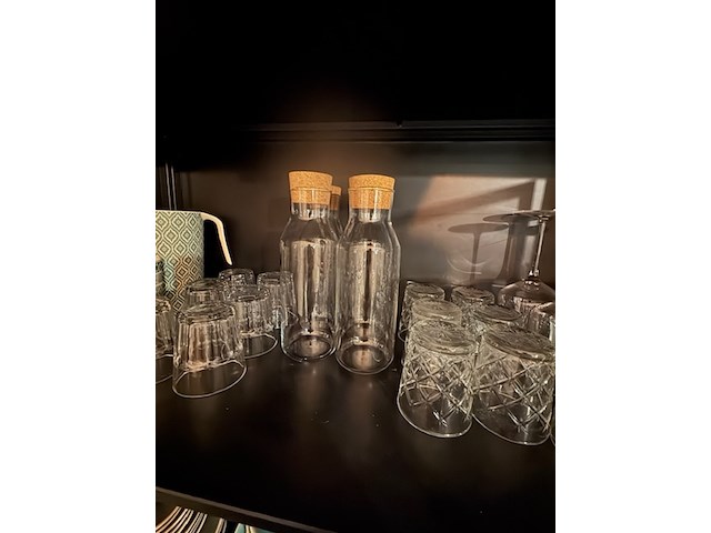 Wandkast met glaswerk en serviesgoed, staal - afbeelding 6 van  11