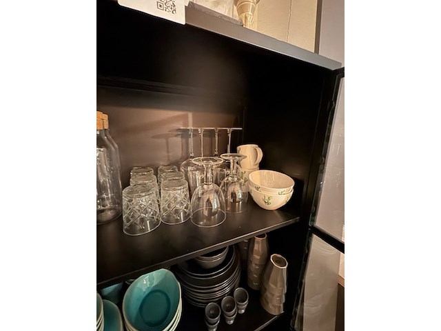 Wandkast met glaswerk en serviesgoed, staal - afbeelding 7 van  11