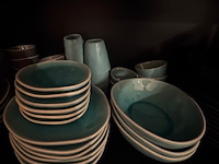 Wandkast met glaswerk en serviesgoed, staal - afbeelding 9 van  11