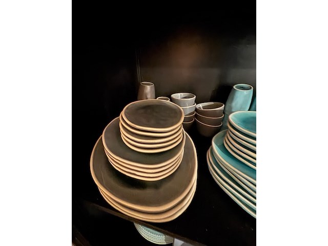 Wandkast met glaswerk en serviesgoed, staal - afbeelding 10 van  11