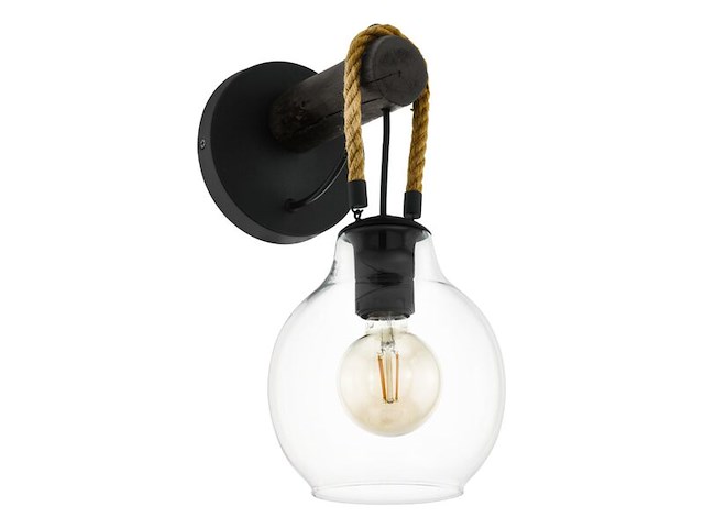 Wandlamp 35 cm, eglo, roding, zwart/bruin - afbeelding 1 van  3