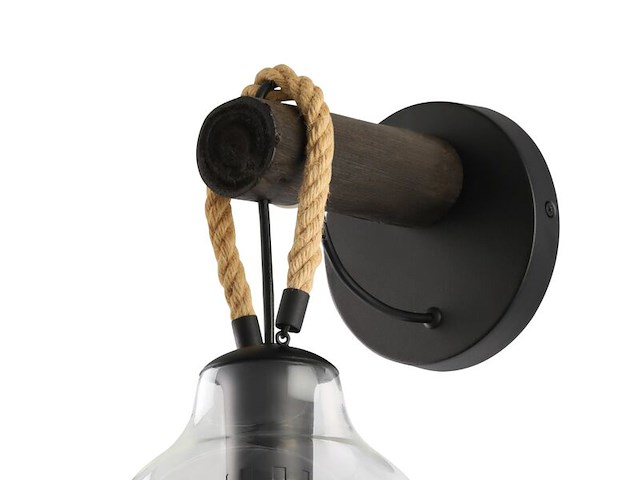 Wandlamp 35 cm, eglo, roding, zwart/bruin - afbeelding 2 van  3