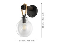 Wandlamp 35 cm, eglo, roding, zwart/bruin - afbeelding 3 van  3
