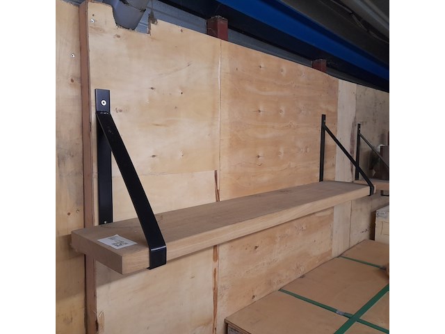 Wandplank met stalen dragers, afmeting plank ca. 20x110 cm - afbeelding 1 van  2