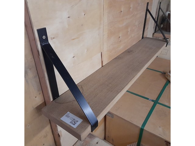 Wandplank met stalen dragers, afmeting plank ca. 20x110 cm - afbeelding 2 van  2