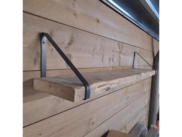 Wandplank met stalen dragers, afmeting plank ca. 20x115 cm - afbeelding 1 van  2