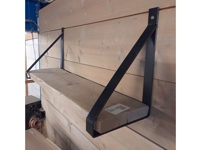 Wandplank met stalen dragers, afmeting plank ca. 20x70 cm - afbeelding 2 van  3