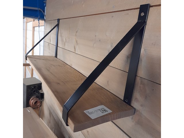 Wandplank met stalen dragers, afmeting plank ca. 20x85 cm - afbeelding 1 van  3