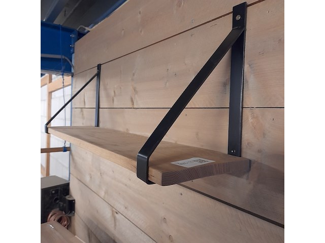 Wandplank met stalen dragers, afmeting plank ca. 20x85 cm - afbeelding 3 van  3
