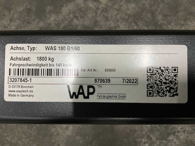 Wap tridem aanhangwagen onderdelen en accessoires (130x) - afbeelding 6 van  14