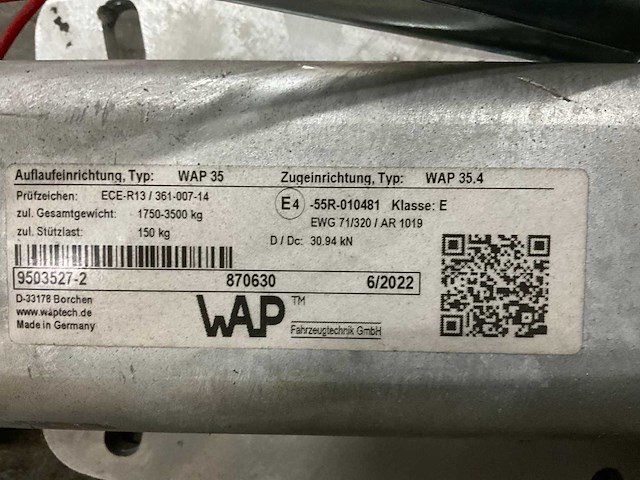 Wap tridem aanhangwagen onderdelen en accessoires (57x) - afbeelding 11 van  13