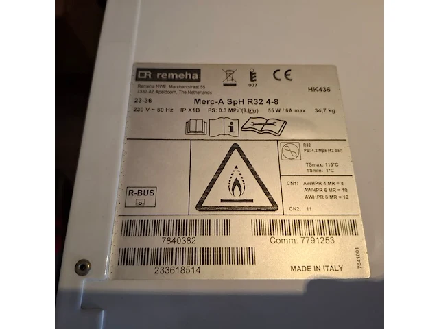 Warmtepomp binnenunit remeha, merc-a sph r32 4-8 - afbeelding 2 van  5