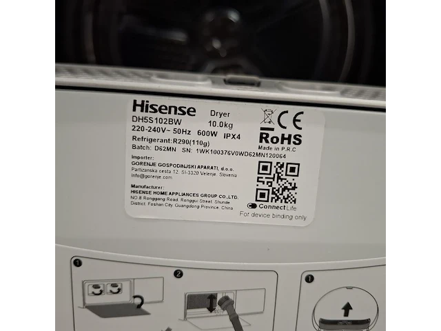 Warmtepomp droger 10.0 kg, hisense a+++, dh5s102bw, 2025 - afbeelding 8 van  9