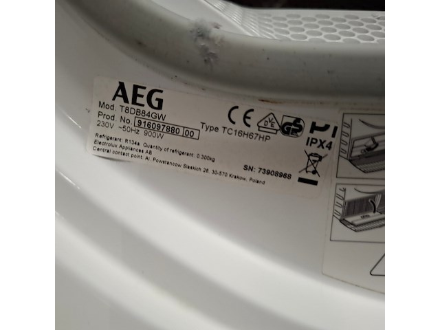 Warmtepomp droger 8.0 kg, aeg a+++, t8db84gw - afbeelding 10 van  10