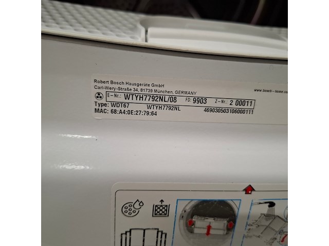 Warmtepomp droger 9.0 kg, bosch a++, wtyh7792nl - afbeelding 8 van  9