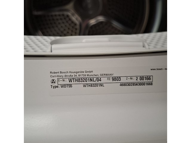 Warmtepomp droger, bosch, wth83201nl | serie 4 | a+++ - afbeelding 9 van  9